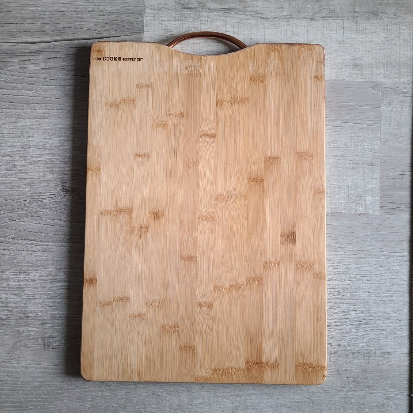 Bamboo Cutting Board With Copper Handle, Copper, Teal Resin