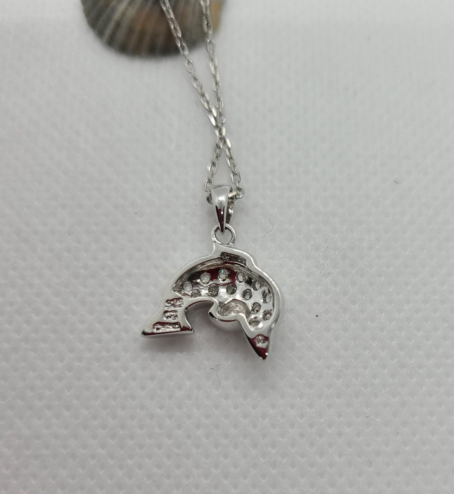 Dolphin Necklace, Sterling Silver and CZ