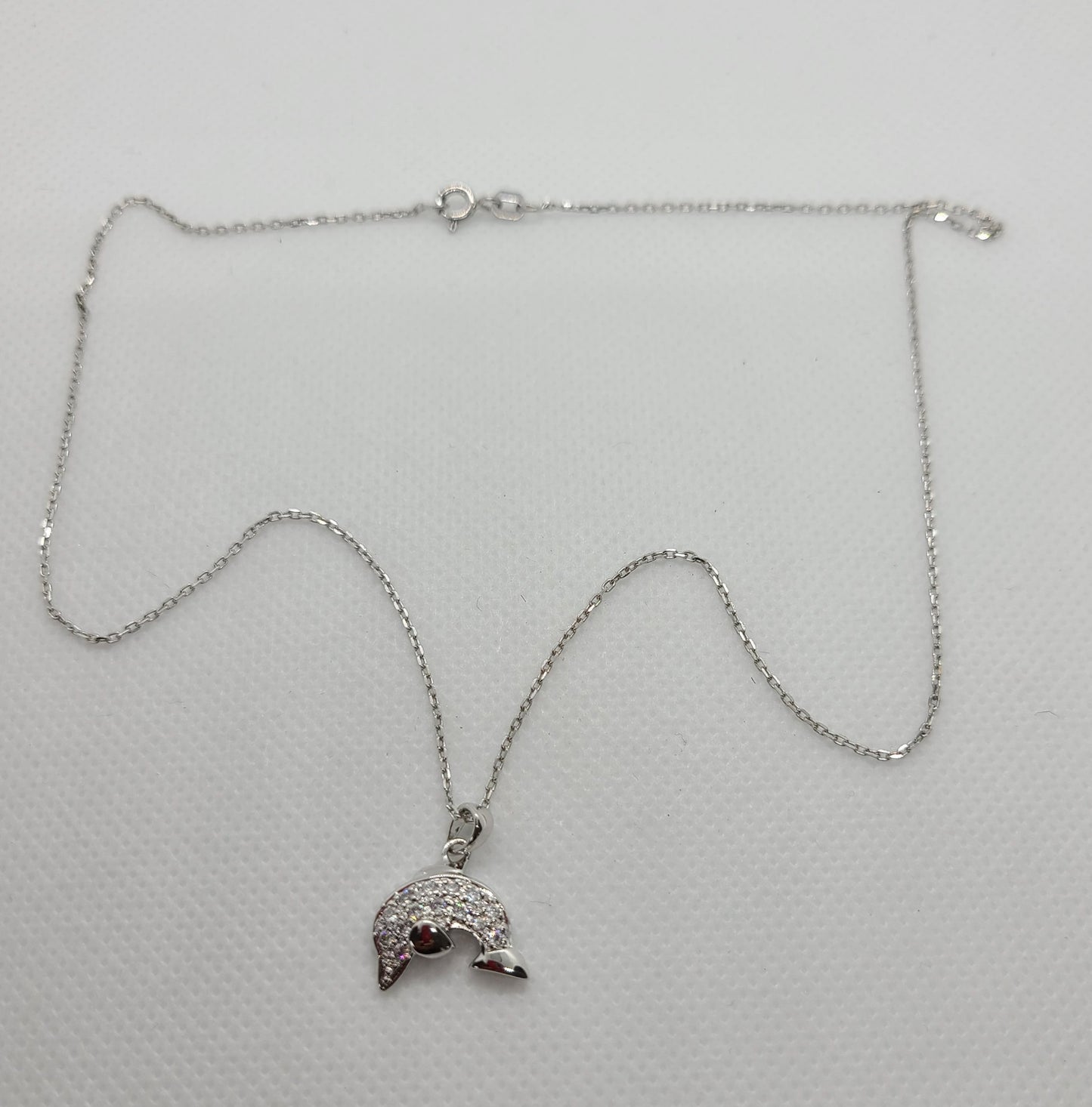 Dolphin Necklace, Sterling Silver and CZ