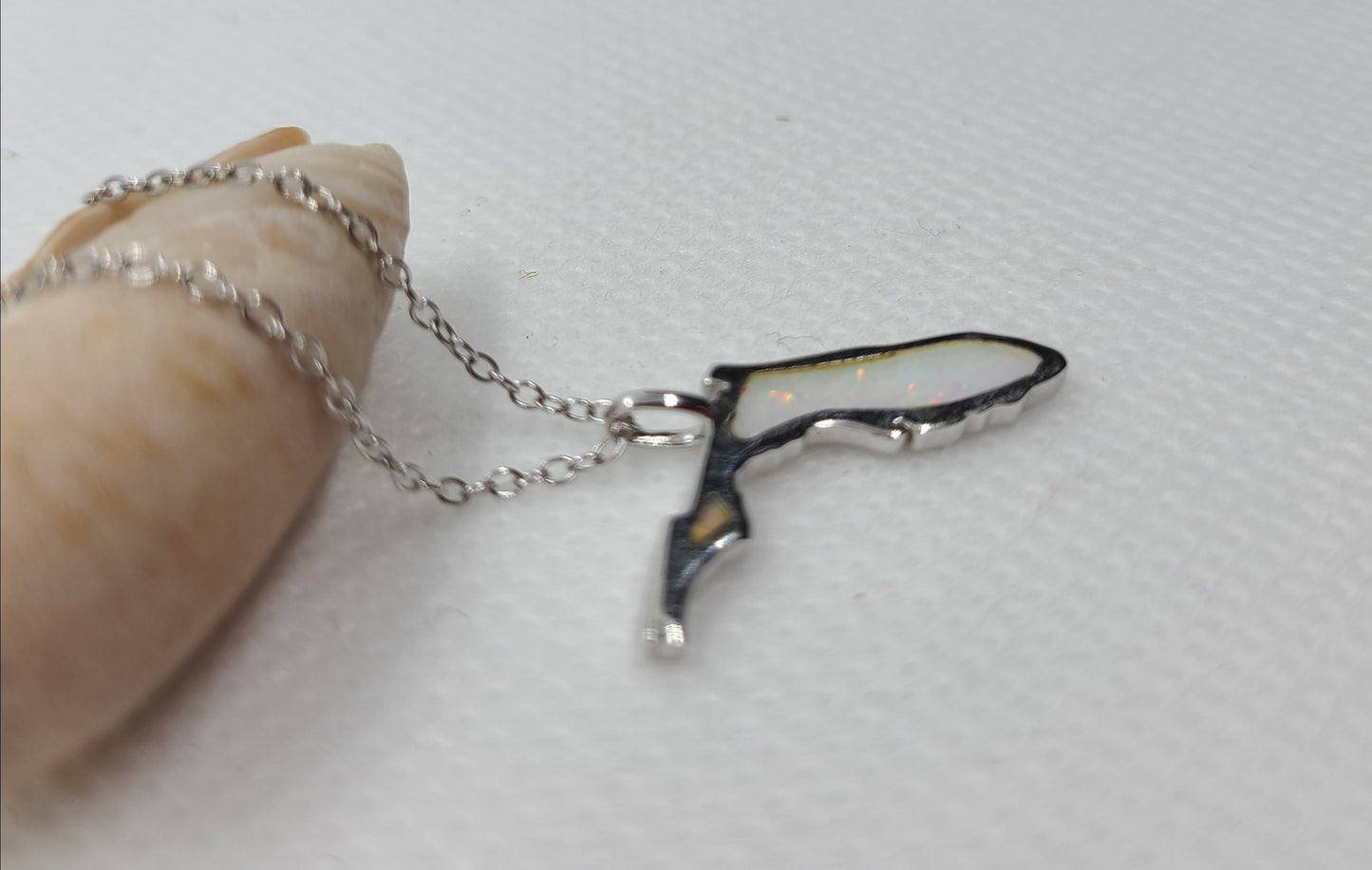 State of Florida Necklace, Sterling Silver and Opal, 16 inches