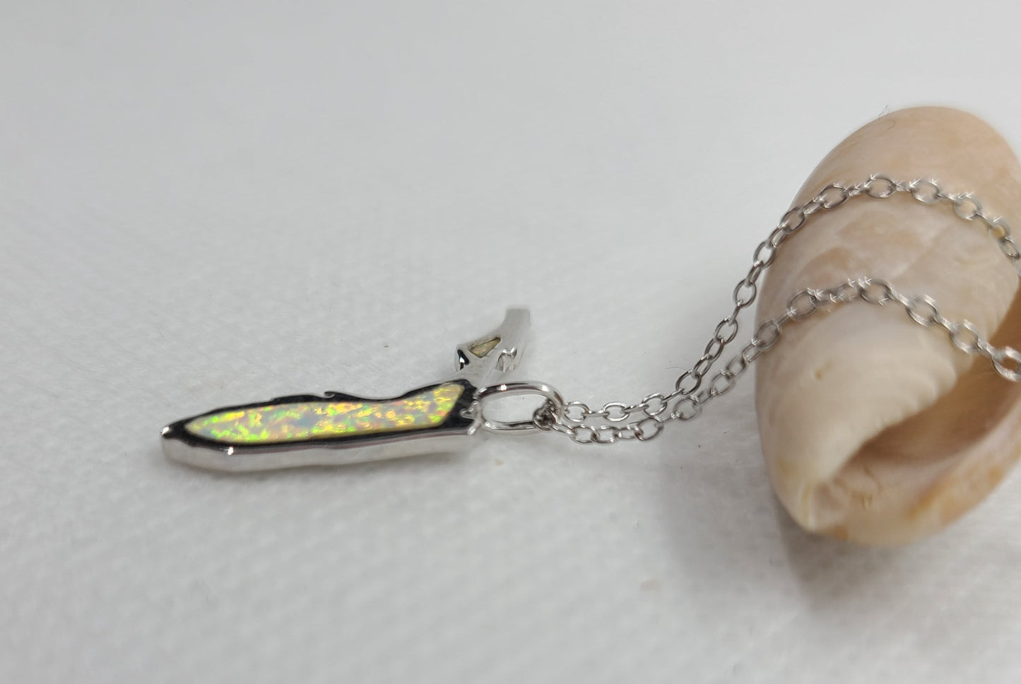 State of Florida Necklace, Sterling Silver and Opal, 16 inches
