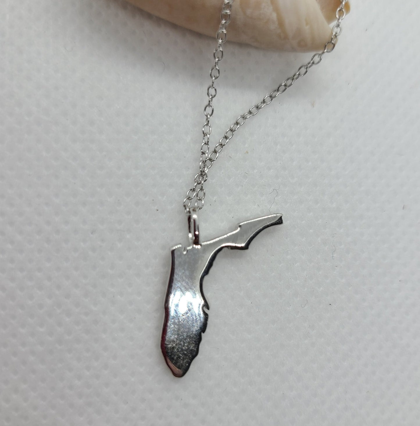 State of Florida Necklace, Sterling Silver and Opal, 16 inches