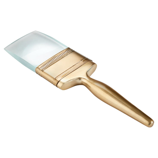 Paint Brush Magnifying Glass, Gold Tone Handle, Cyan Design