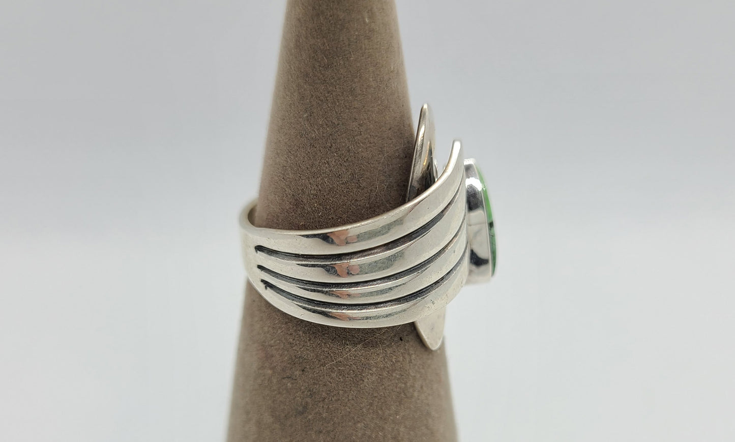 Adjustable Green Turquoise Ring, Sterling, Gertrude Zachary
