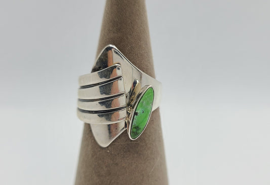 Adjustable Green Turquoise Ring, Sterling, Gertrude Zachary