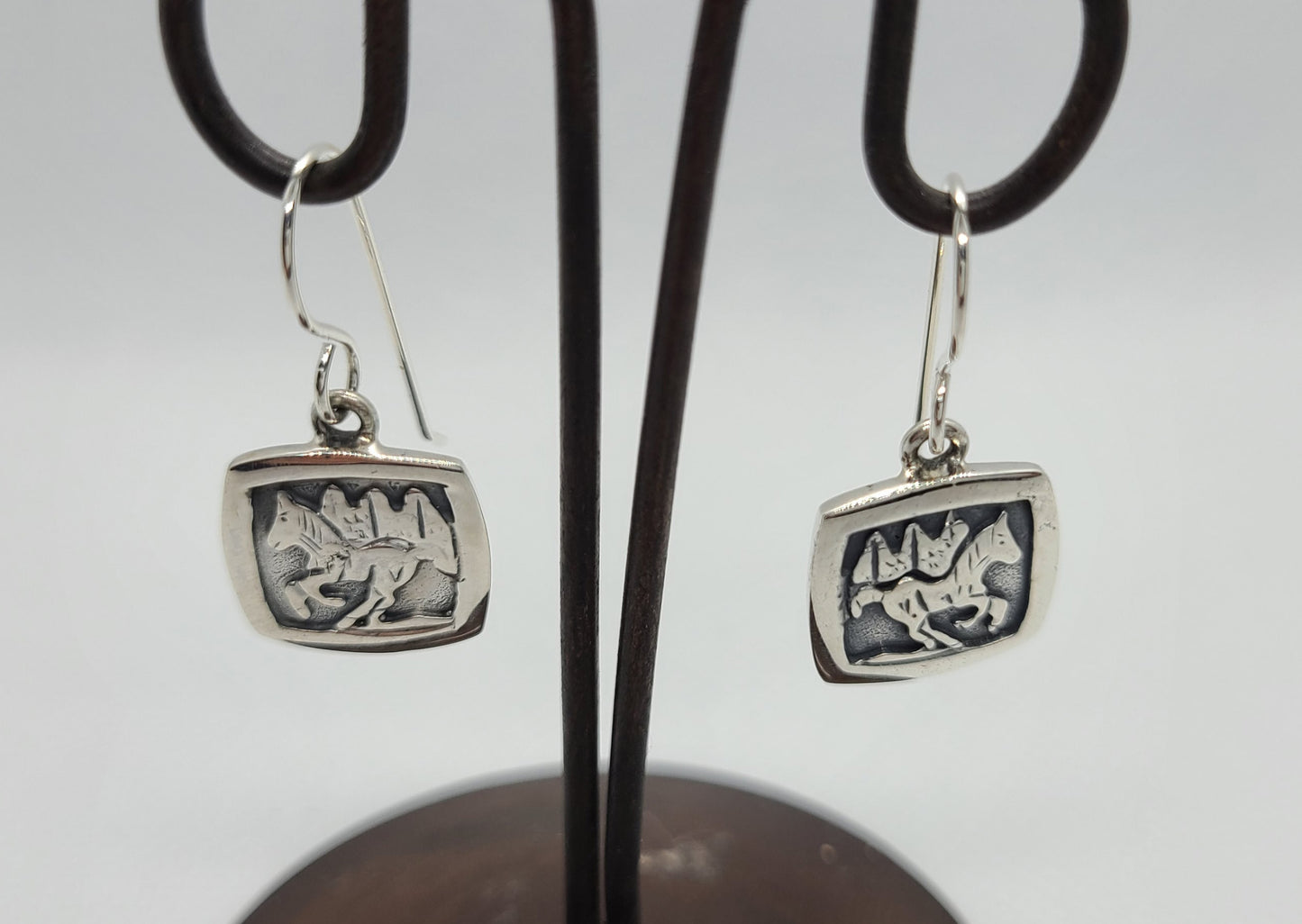 Horse Overlay Earrings, Running Horse, Sterling Silver