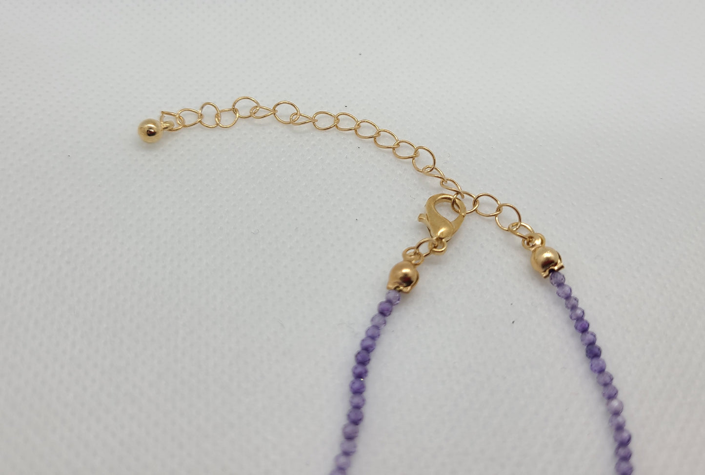Faceted Purple Crystal Bead Necklace, Gold Tone Disc