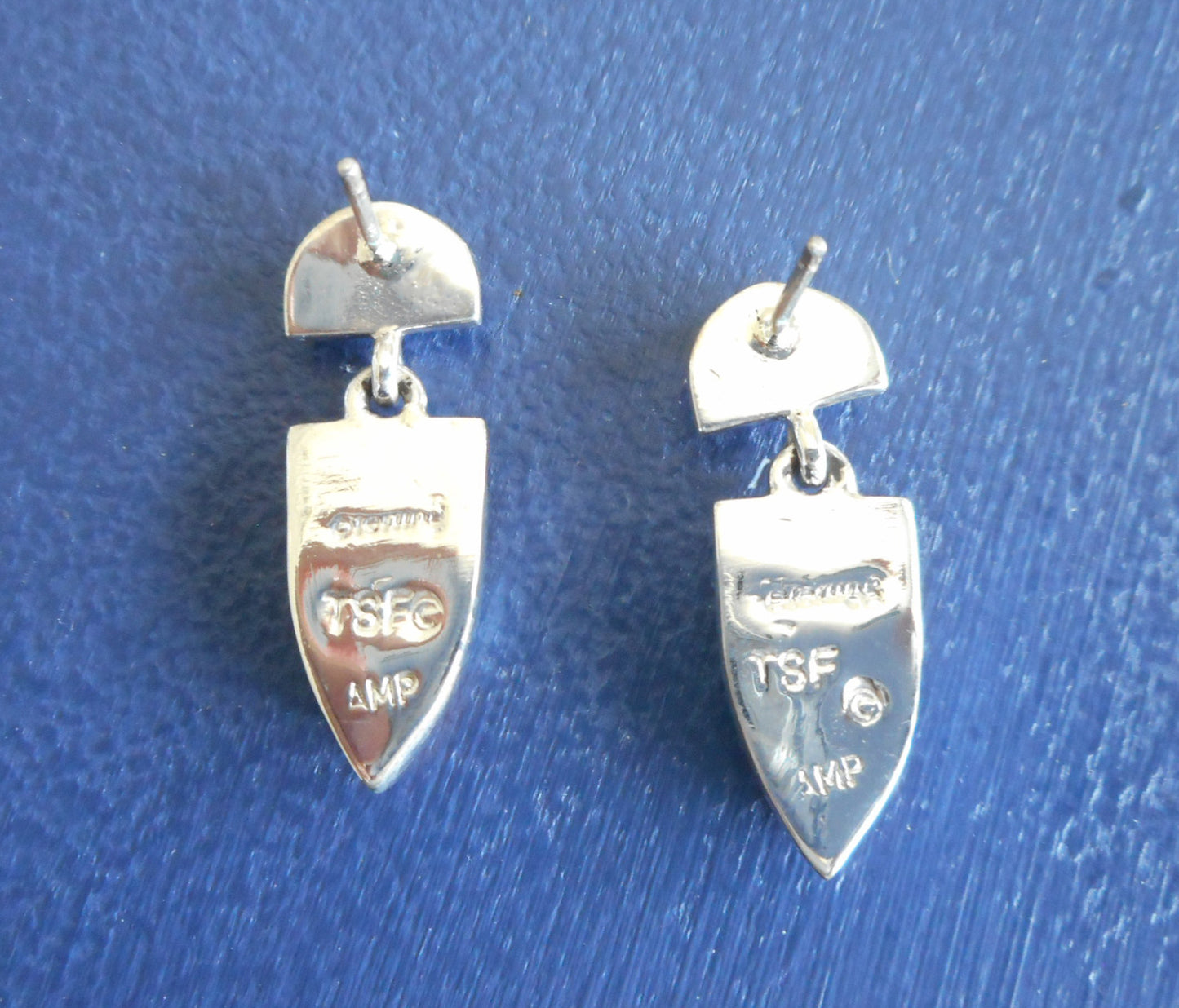 Native American Inlay Kachina Earrings, Sterling Silver
