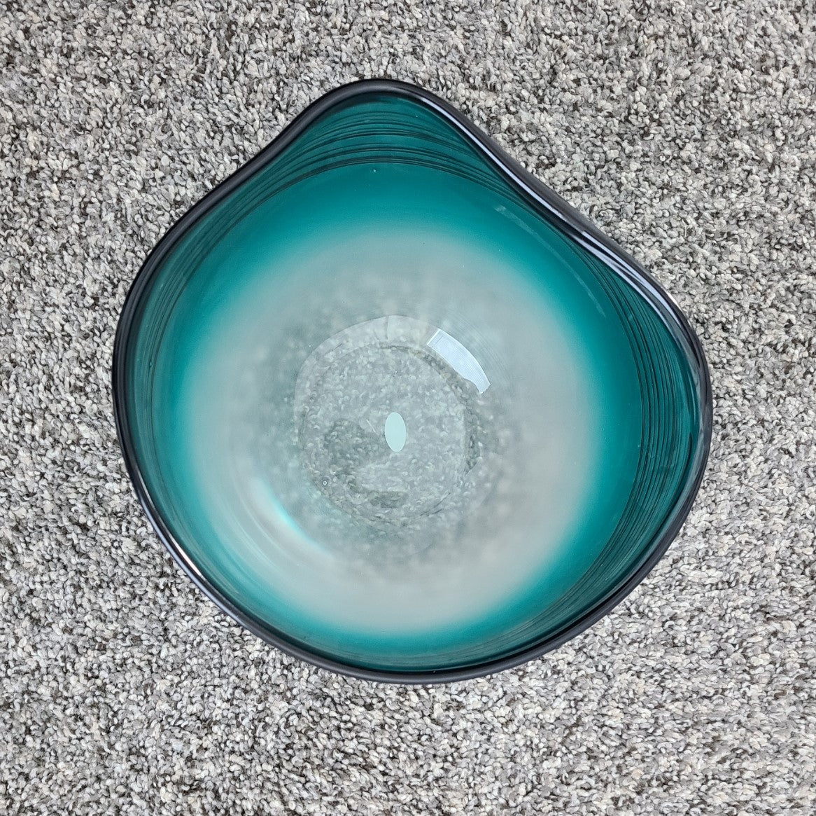 Cyan Design Vase, Kapalua, Turquoise and White With Black Lines