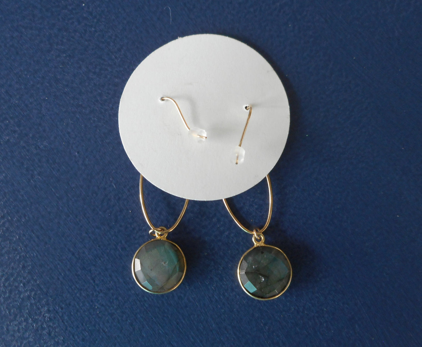 Labradorite and Gold Fill Oval Loop Earrings