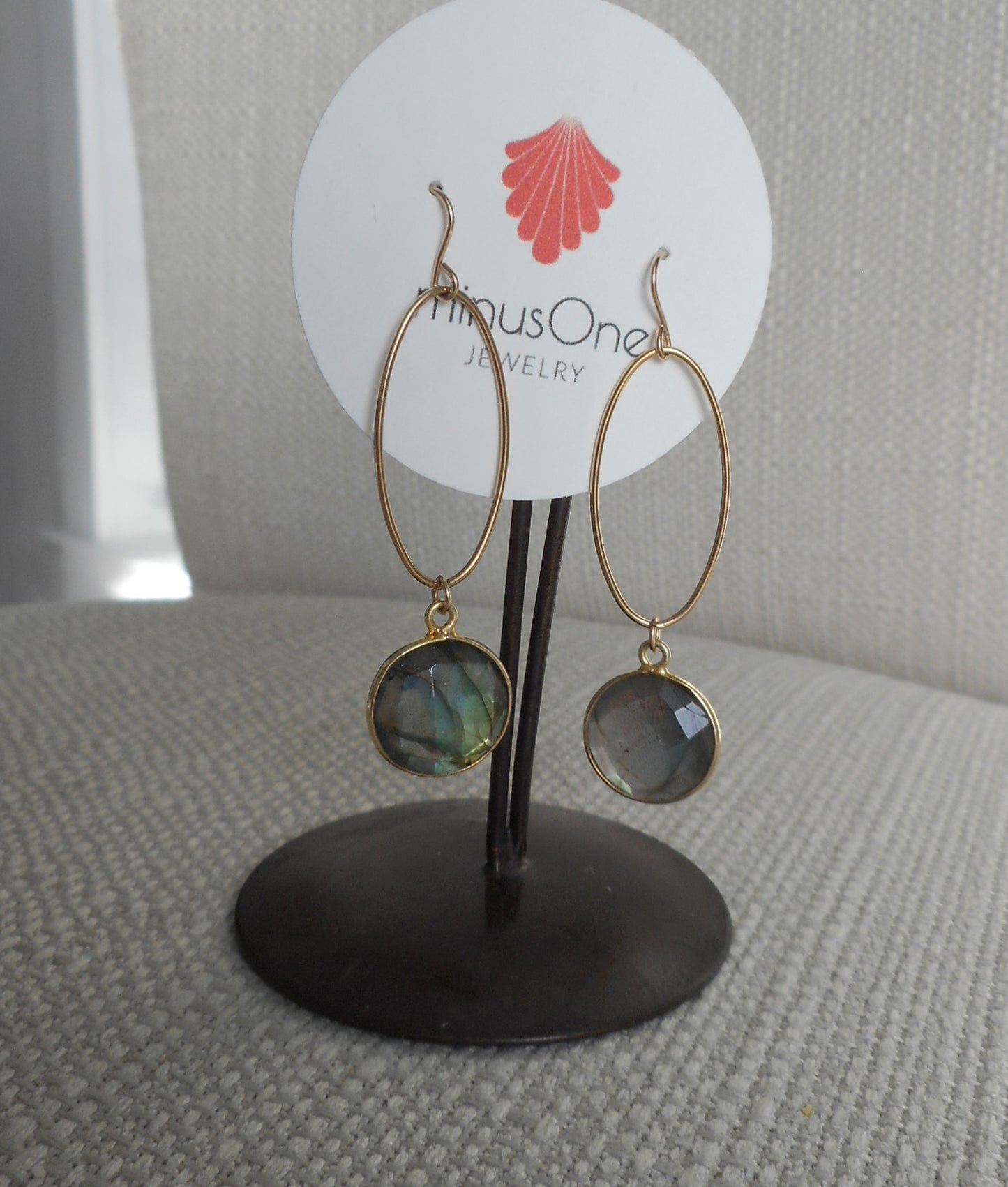 Labradorite and Gold Fill Oval Loop Earrings