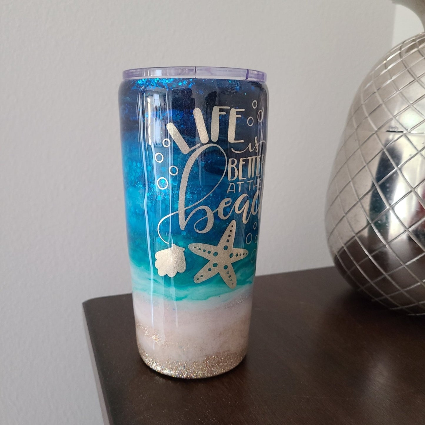 Life is Better At The Beach Tumbler, Double Wall, Straw & Cleaner