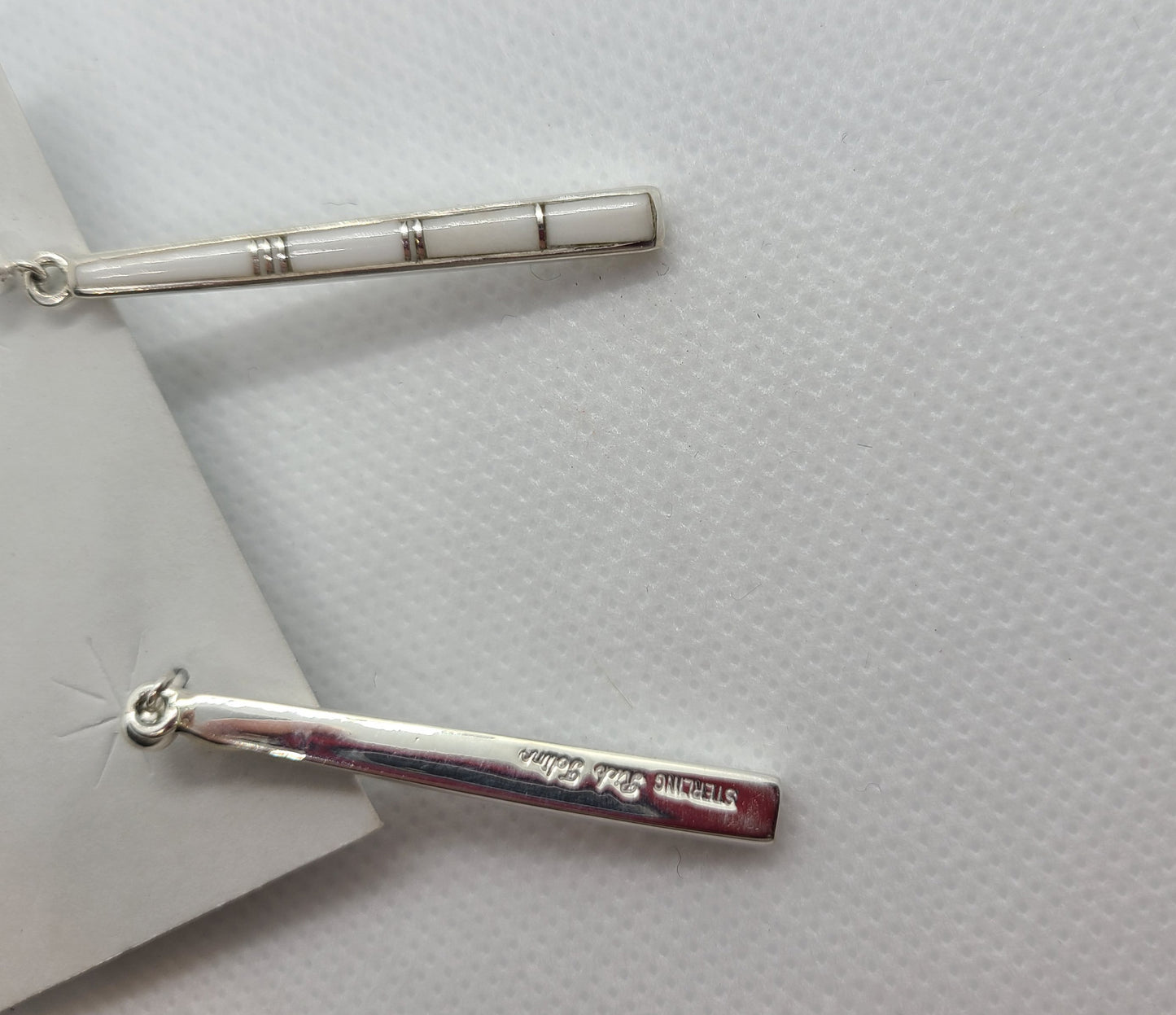 Long White Buffalo Dangle Earrings, Sterling Silver