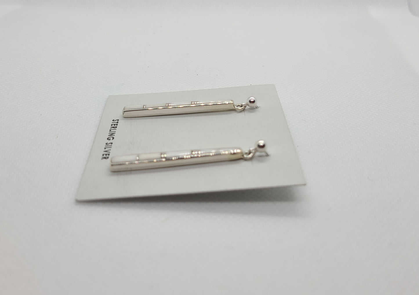 Long White Buffalo Dangle Earrings, Sterling Silver