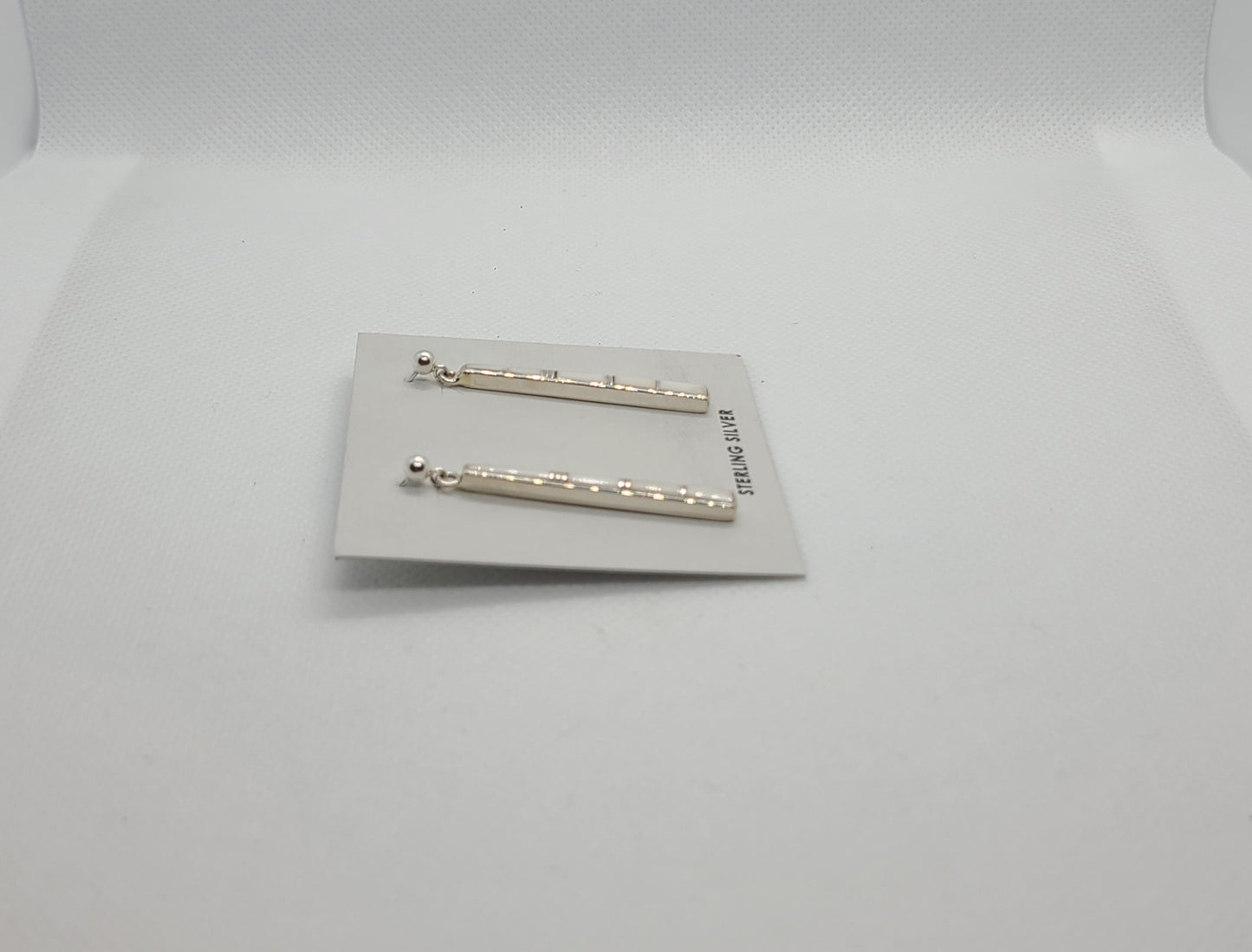 Long White Buffalo Dangle Earrings, Sterling Silver