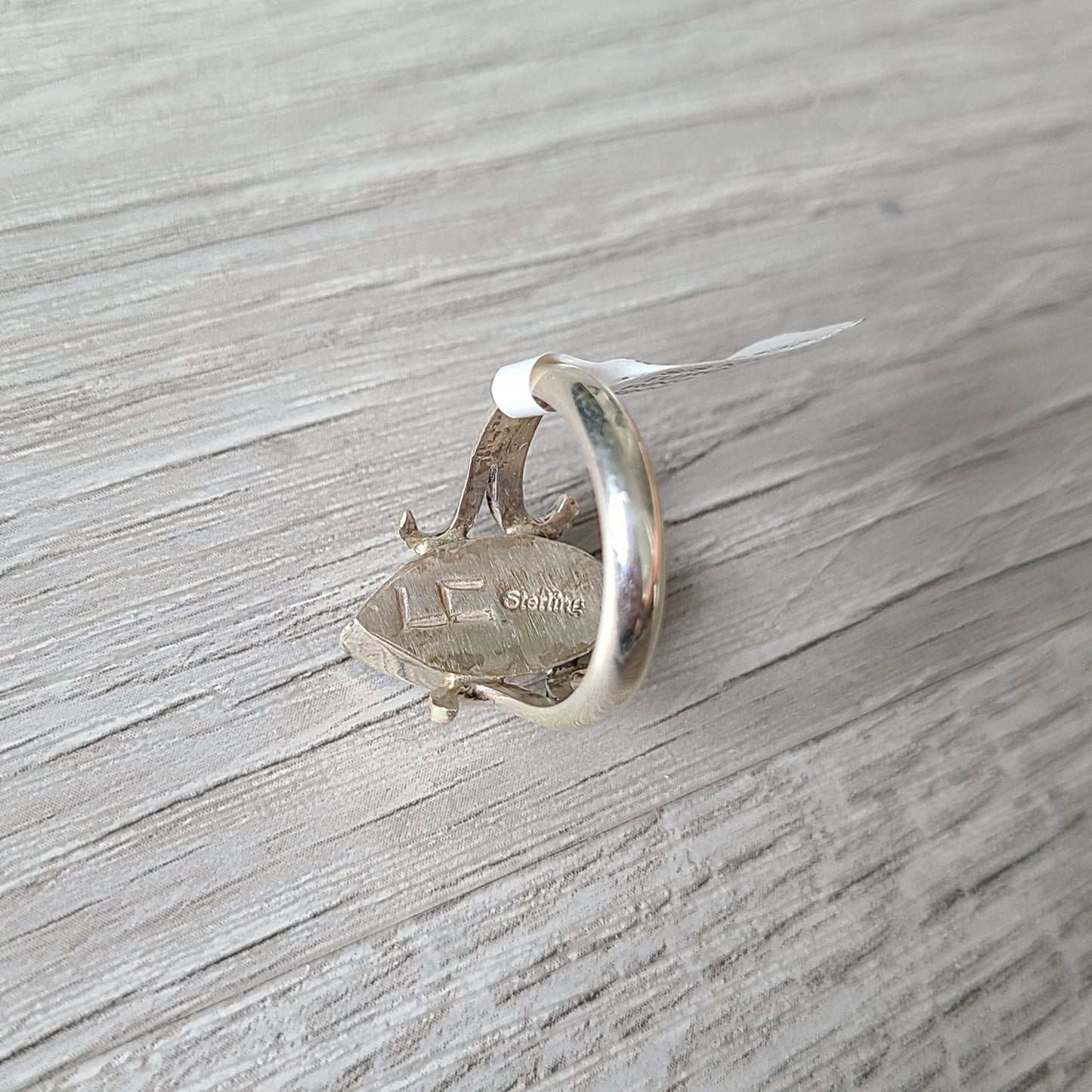 Marquise Shaped Kingman Turquoise Ring, Sterling Silver