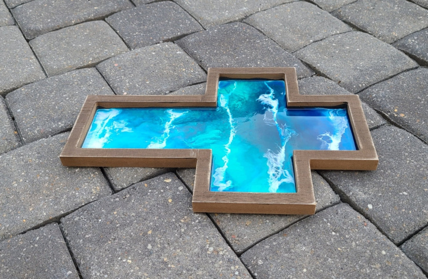 Wood Cross With Ocean Scene Wall Art
