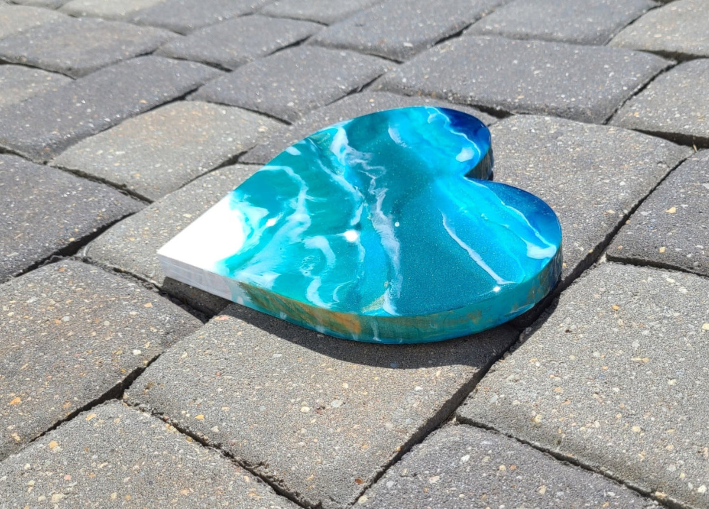 Ocean Waves Heart, Wall Art, Resin on Wood