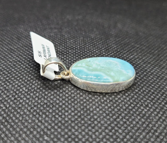Oval Larimar Pendant, Sterling Silver