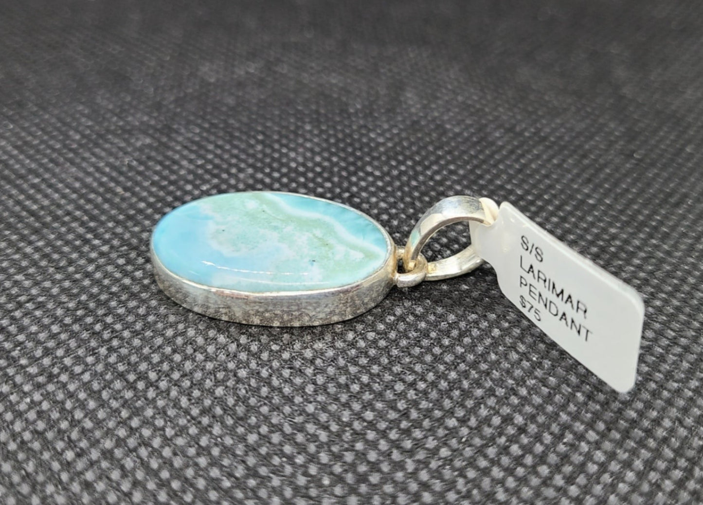 Oval Larimar Pendant, Sterling Silver