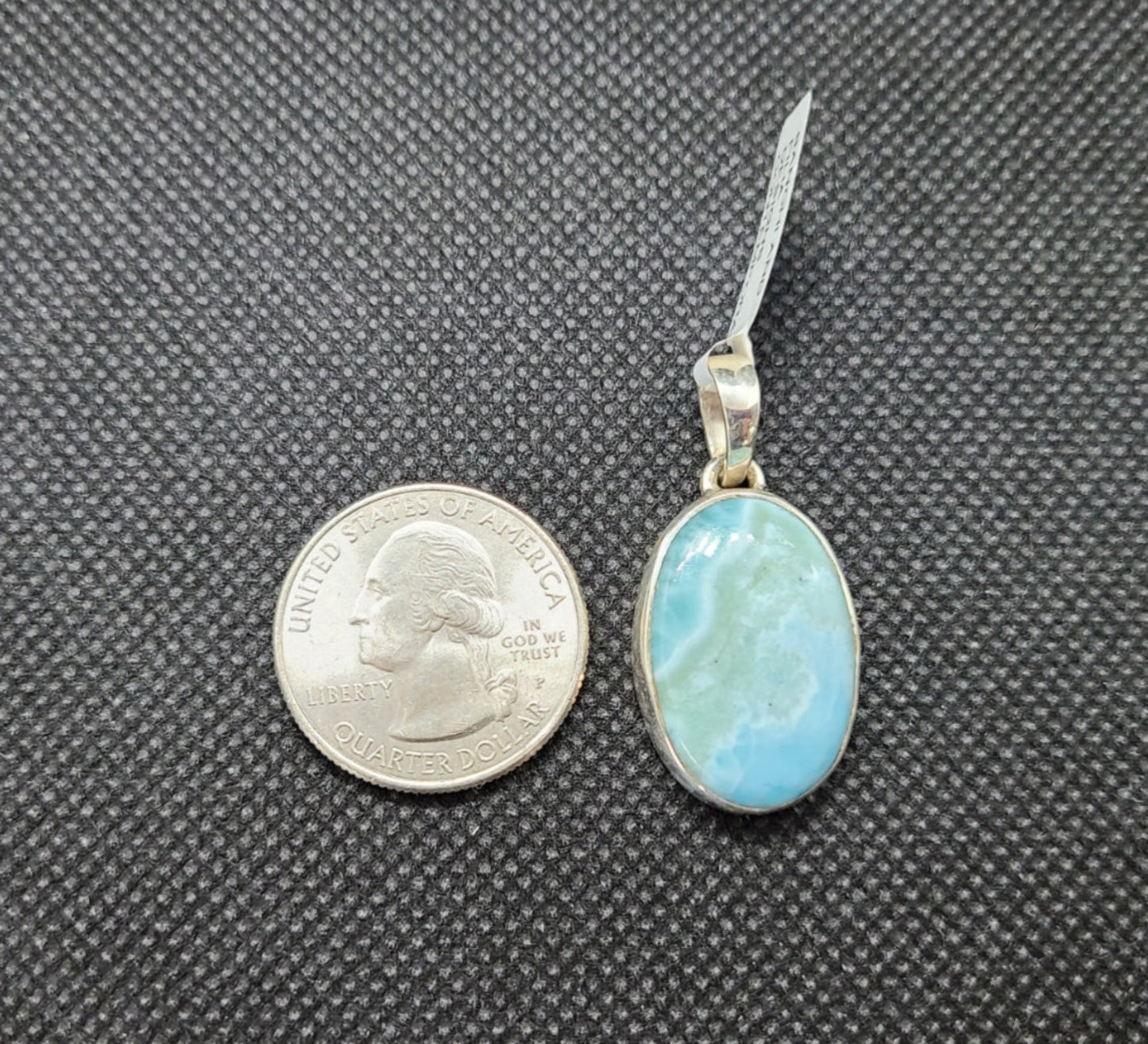 Oval Larimar Pendant, Sterling Silver