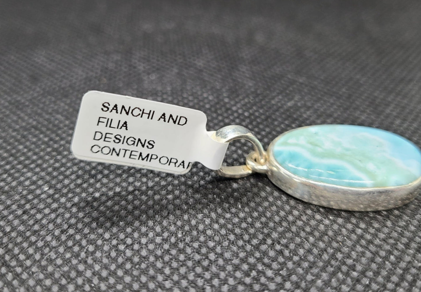 Oval Larimar Pendant, Sterling Silver