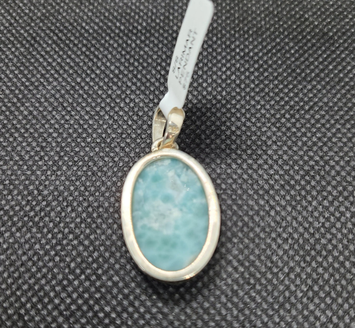Oval Larimar Pendant, Sterling Silver