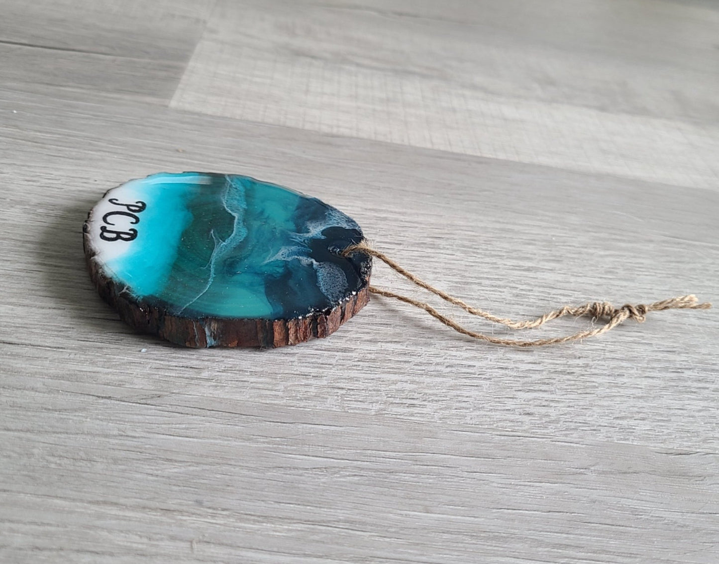 Ocean Theme Ornament on Wood Slice, PCB