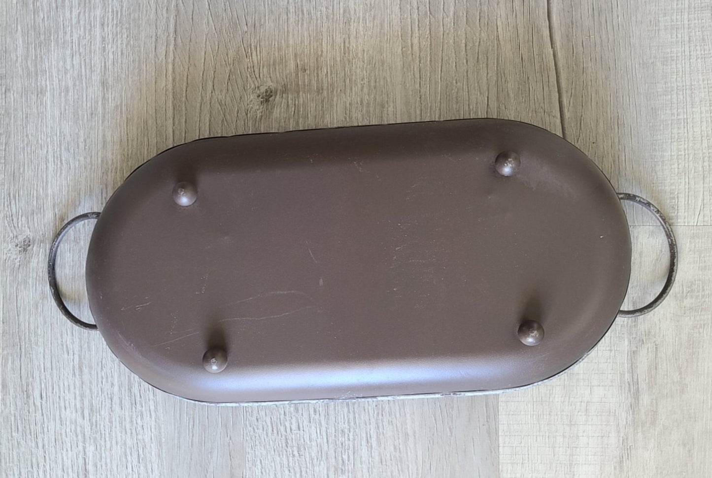 Oval Metal Tray With Resin, Pewter Look Tray