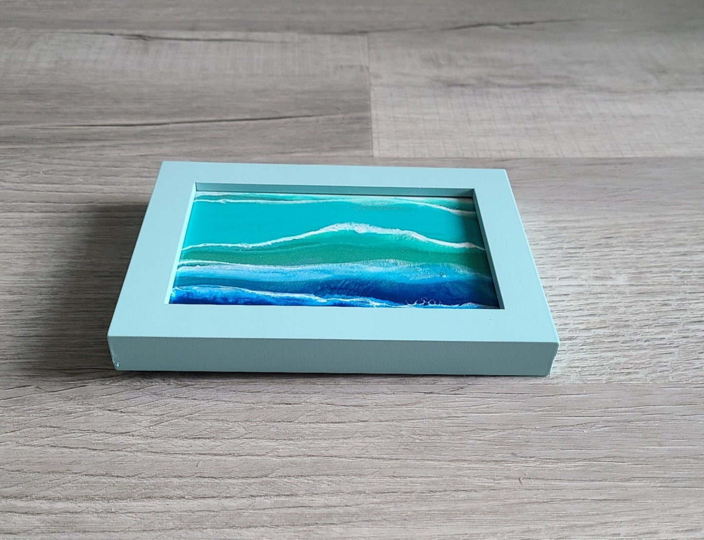 Ocean Scene on Glass in Wood Frame
