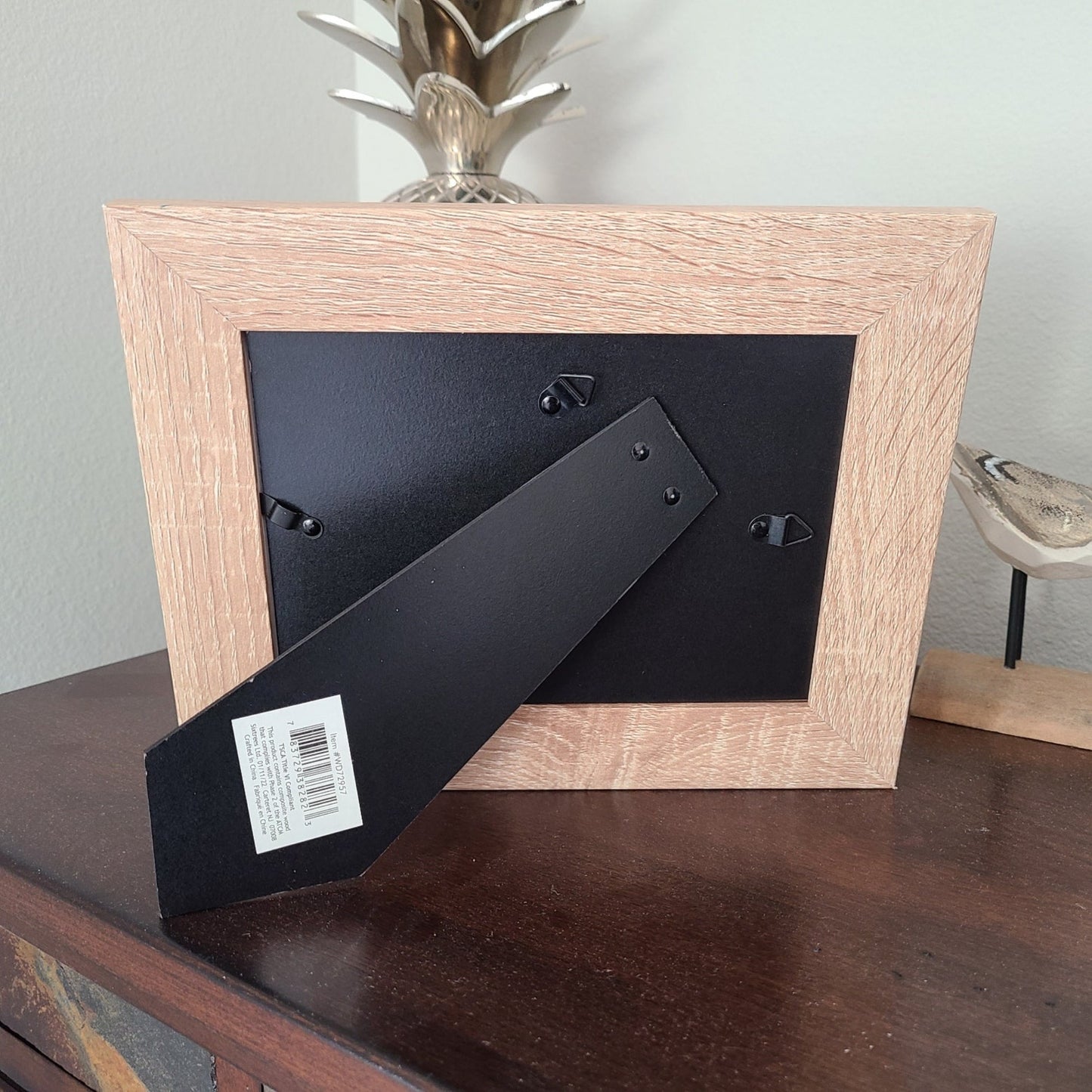 Ocean Theme Scene on Glass, Wood Grain Frame