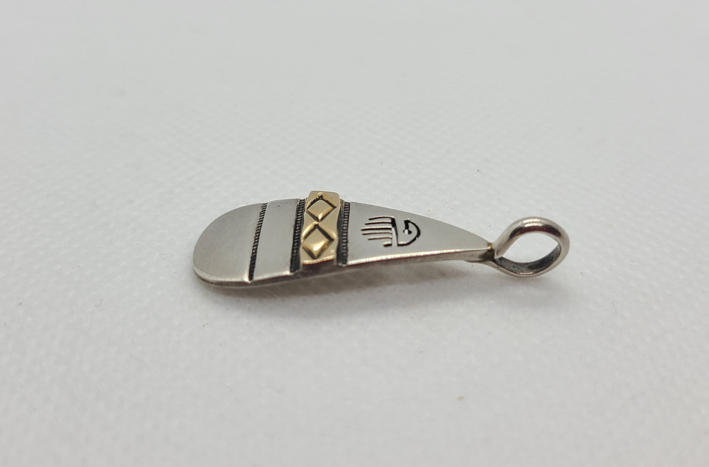 Navajo Storybook Pendant, Raincloud, Diamond Rug Design, 14kt, Sterling