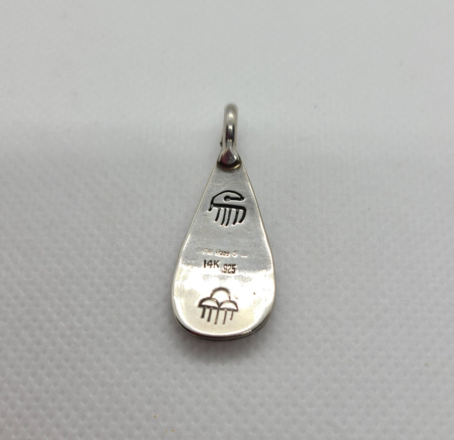 Navajo Storybook Pendant, Raincloud, Diamond Rug Design, 14kt, Sterling