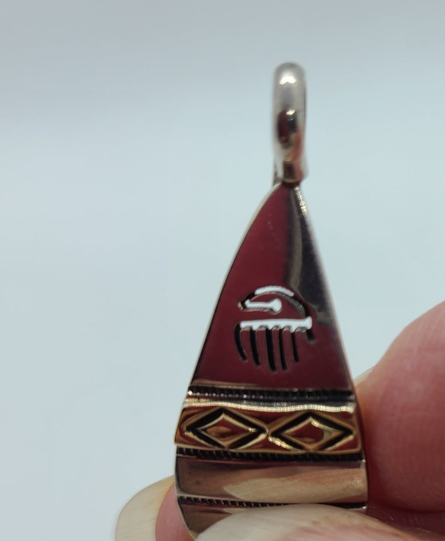 Navajo Storybook Pendant, Raincloud, Diamond Rug Design, 14kt, Sterling