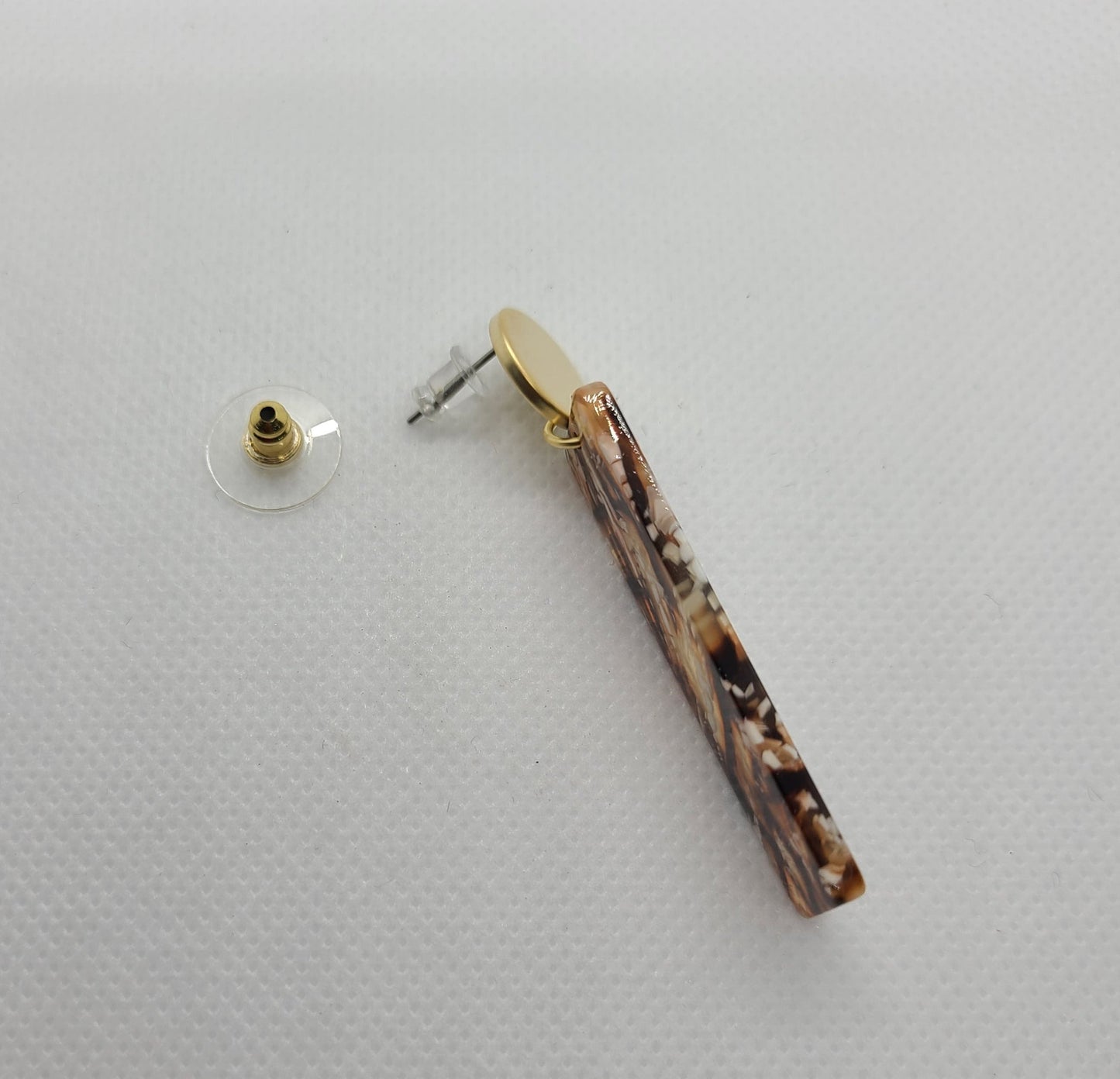 Long Rectangular Drop Earrings, 18K Gold Plated
