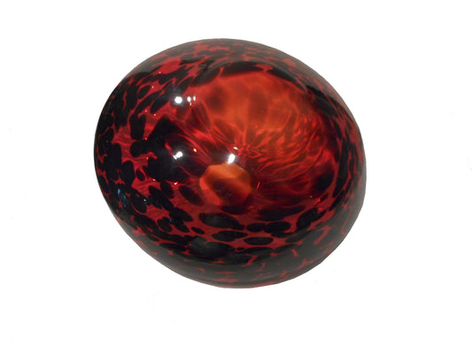 Red Leopard Squatty Glass Vase