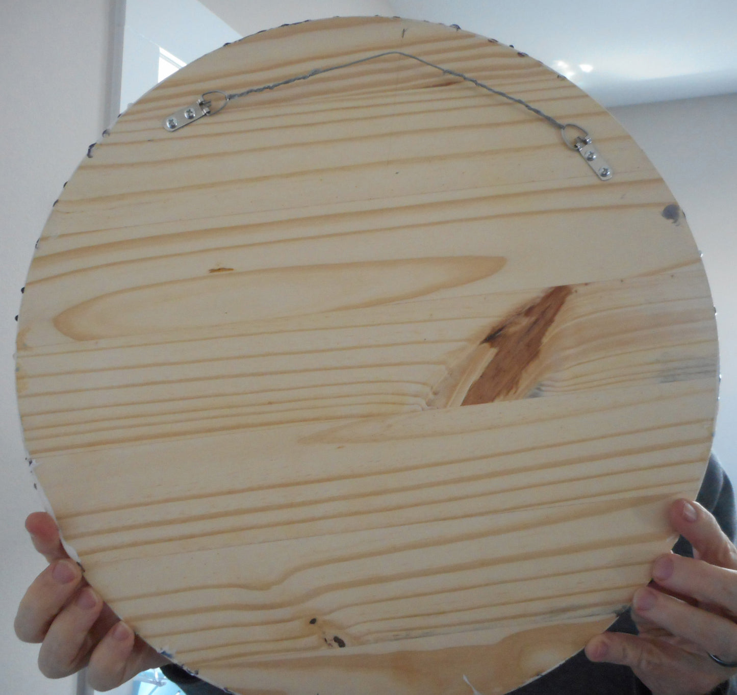 Resin Geode on 18 Inch Round Wood, Purple, Silver, White, Gray