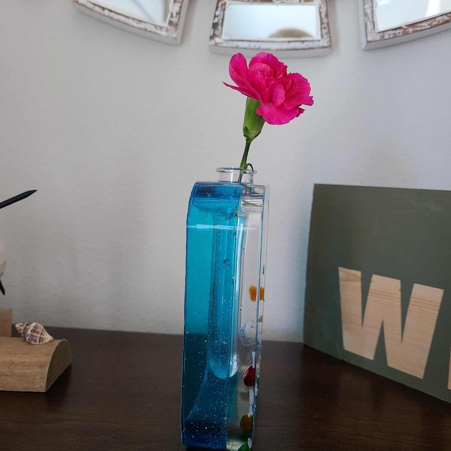 Resin Seascape Rectangular Vase, Propagation Tube