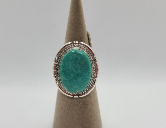 Royston Turquoise Ring, Large Oval, Sterling Silver, Size 8