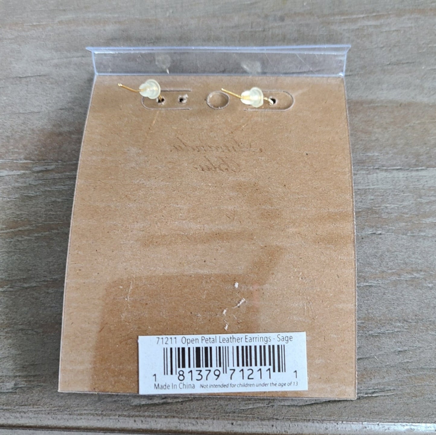 Lightweight Leather Open Pedal Earrings, Sage