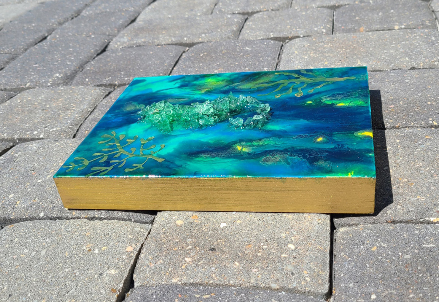 Crushed Glass Seahorse, Underwater Scene Artwork
