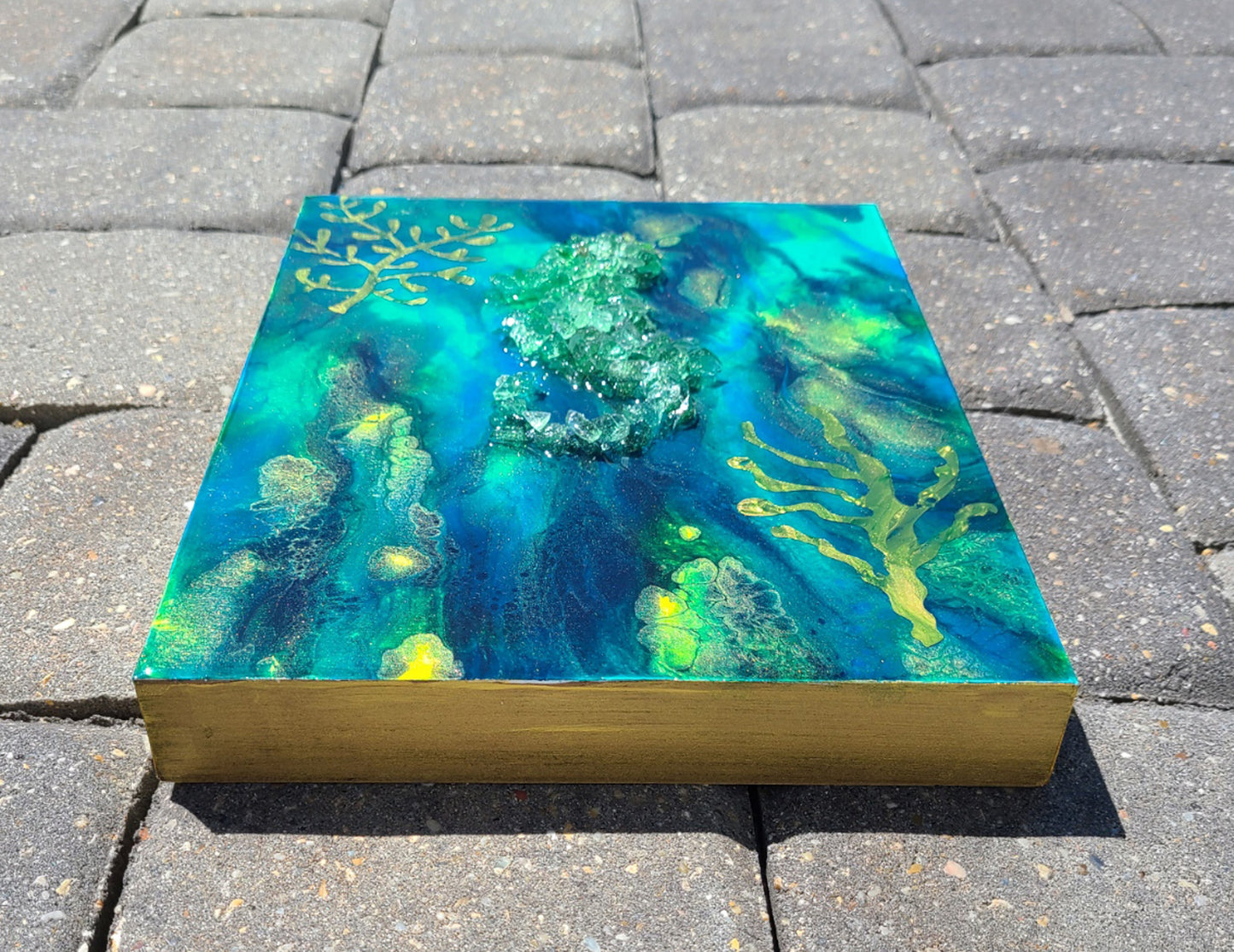 Crushed Glass Seahorse, Underwater Scene Artwork