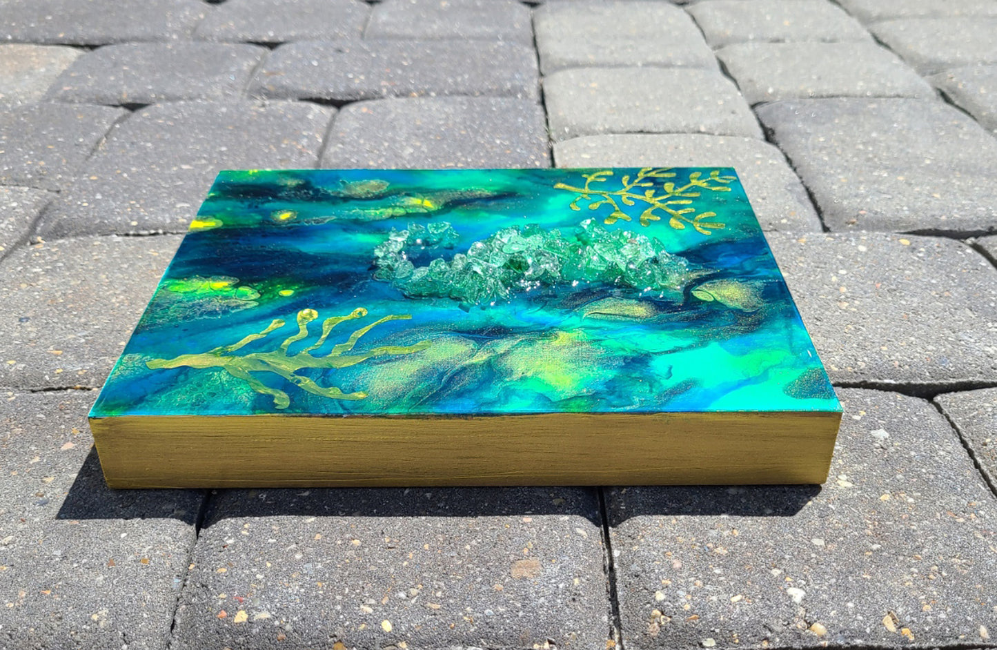 Crushed Glass Seahorse, Underwater Scene Artwork