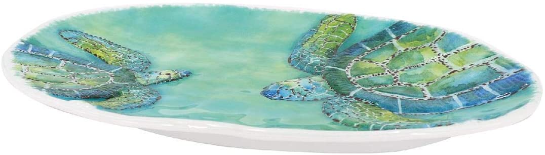 DEI Sea Turtle Melamine Oval Platter, 17 x 11 Inches