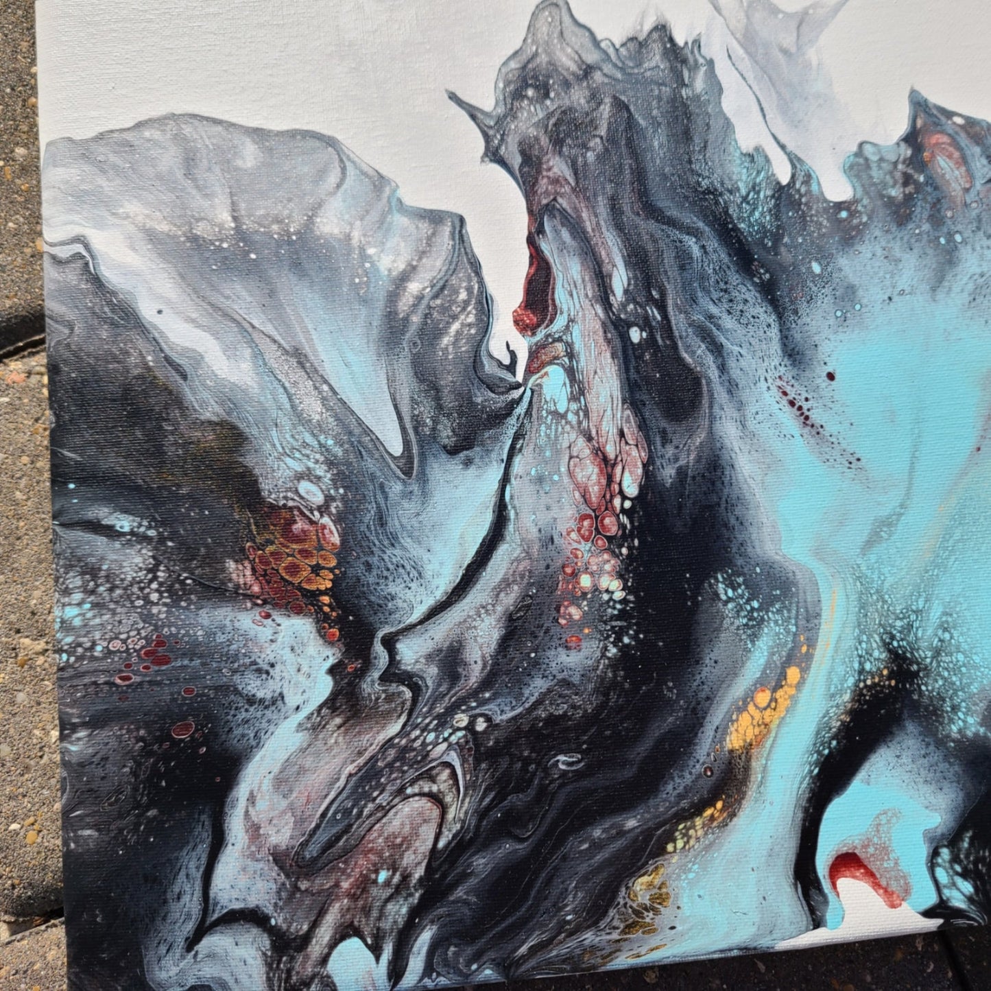 Smokey Waves and Lava, Abstract Art, 20 x 16