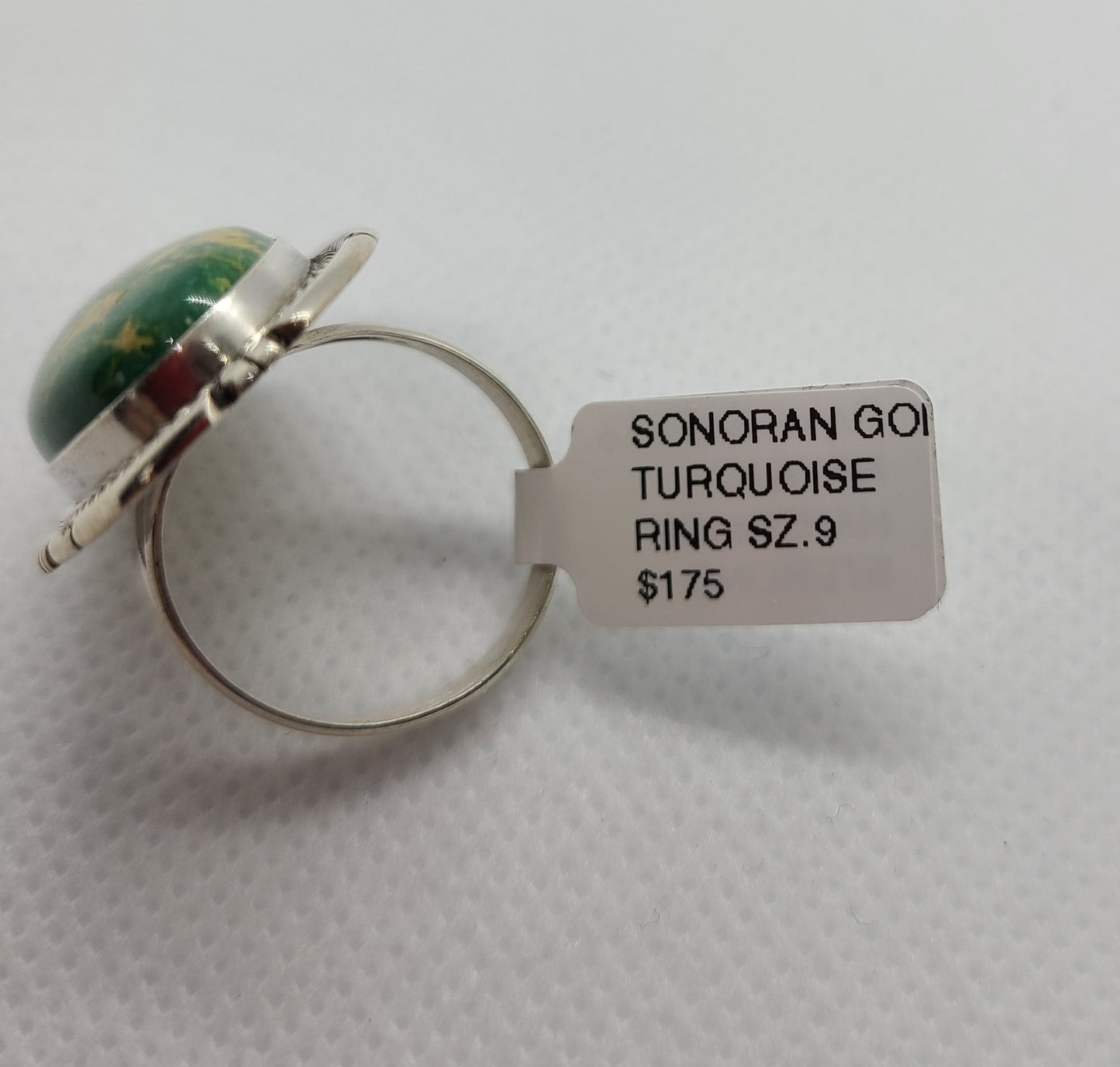 Sonoran Gold Turquoise Ring, Size 9, Navajo Artist, Dave Skeets