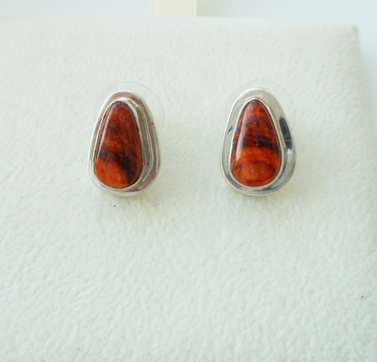 Orange Spiny Oyster, Sterling Silver Stud Earrings, Gertrude Zachary