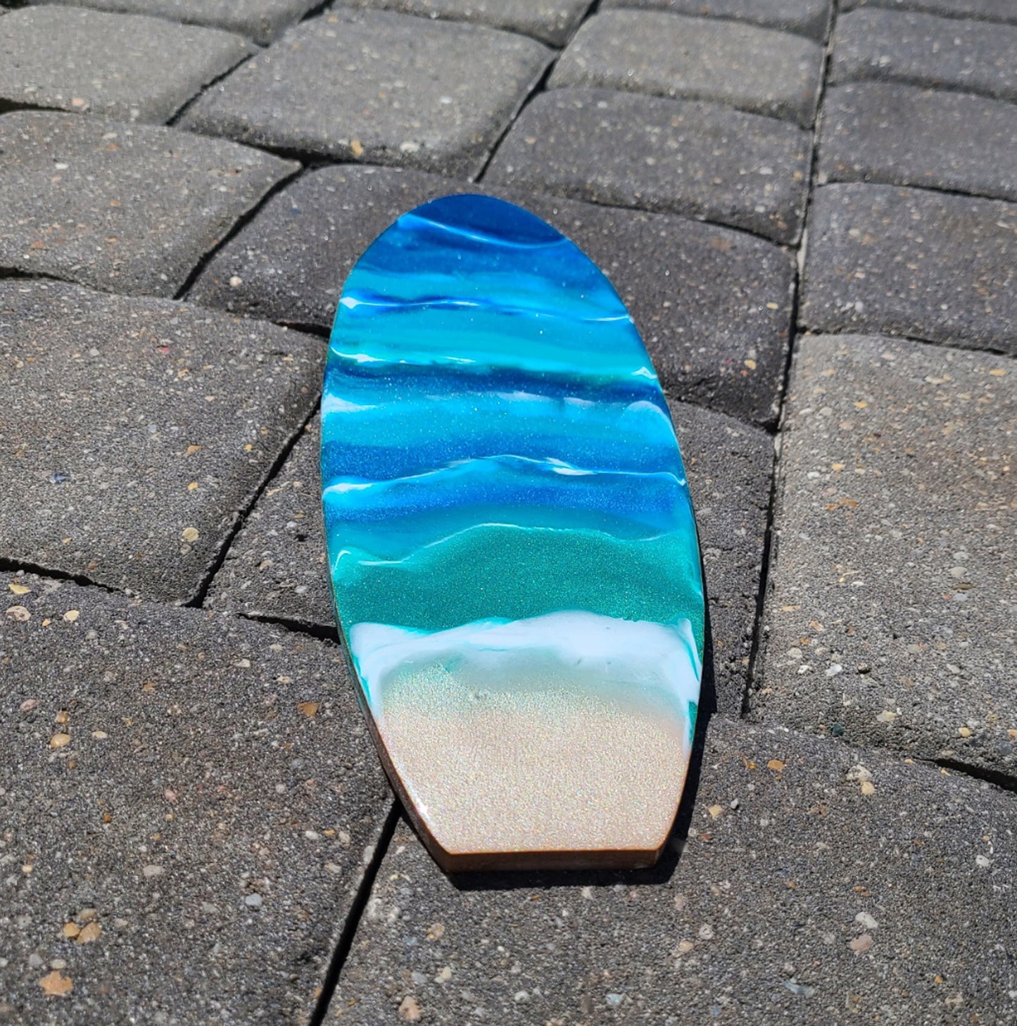 Ocean Scene Surfboard, Wall Art, 12 x 4 Inch, Wood