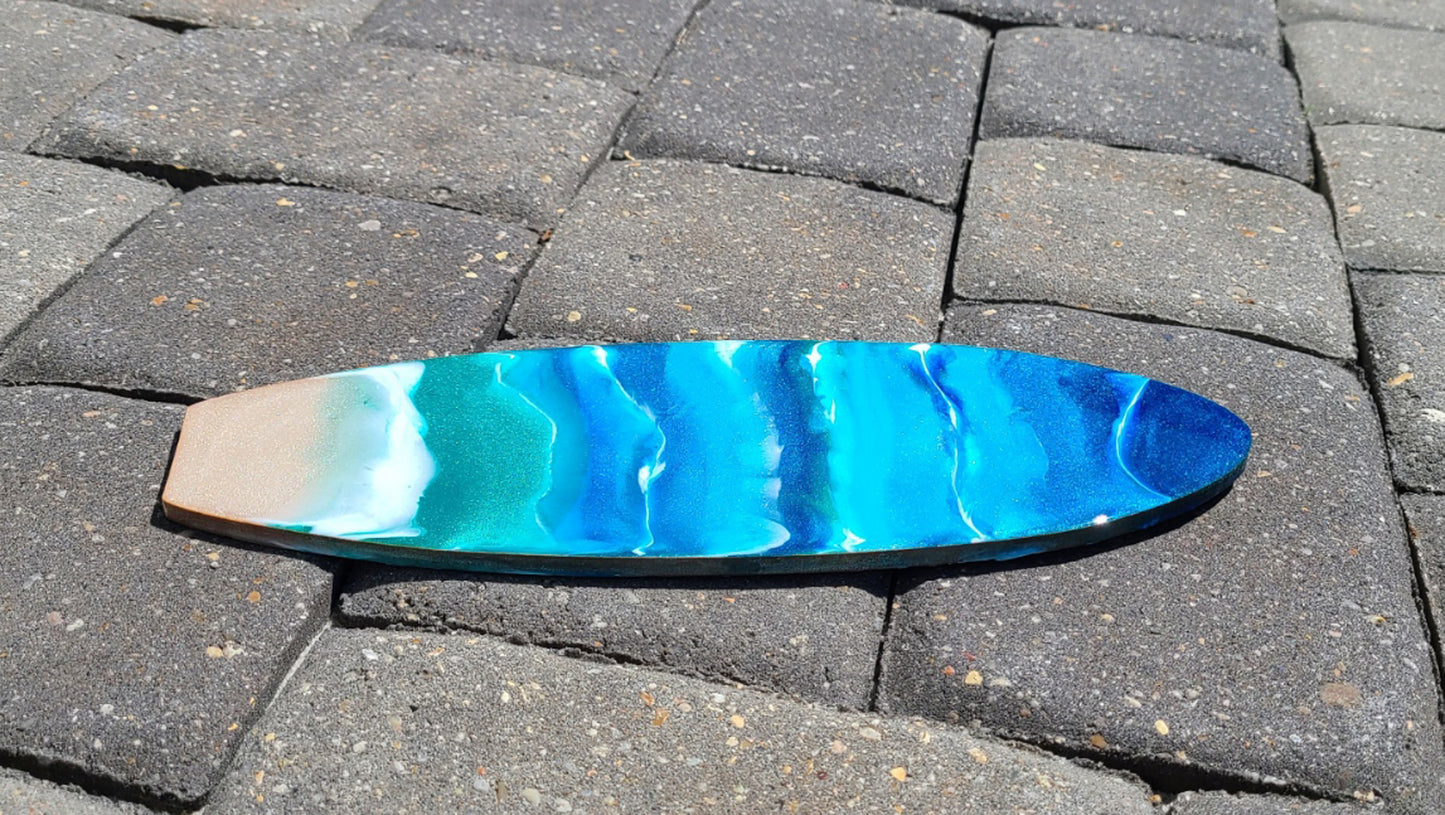 Ocean Scene Surfboard, Wall Art, 12 x 4 Inch, Wood
