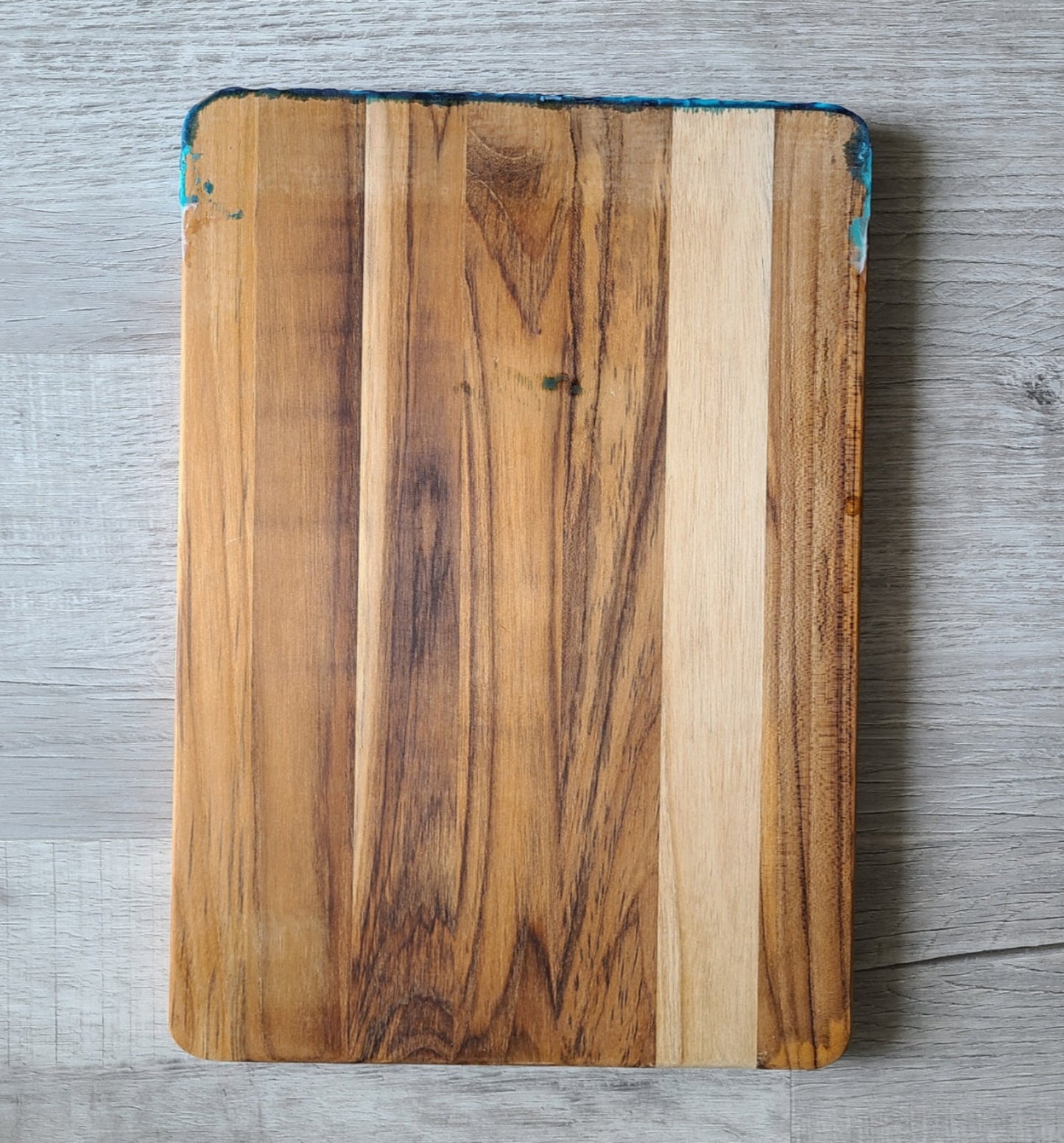 Teak Cutting Board With Resin Ocean Scene, Striking Colors